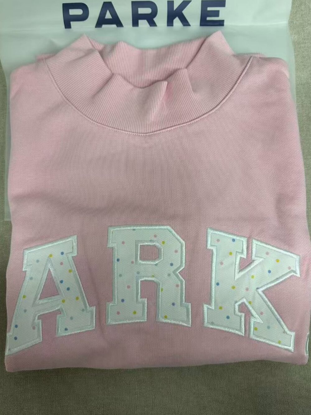 PARKE Cropped Mockneck Sweatshirt Varsity Applique Casual Jumper